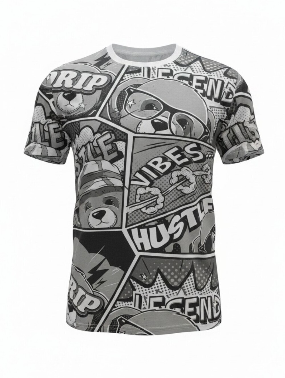 Vibes Graphic Comic-Style Legendary Hustle Streetwear Men's T-Shirt Size XL